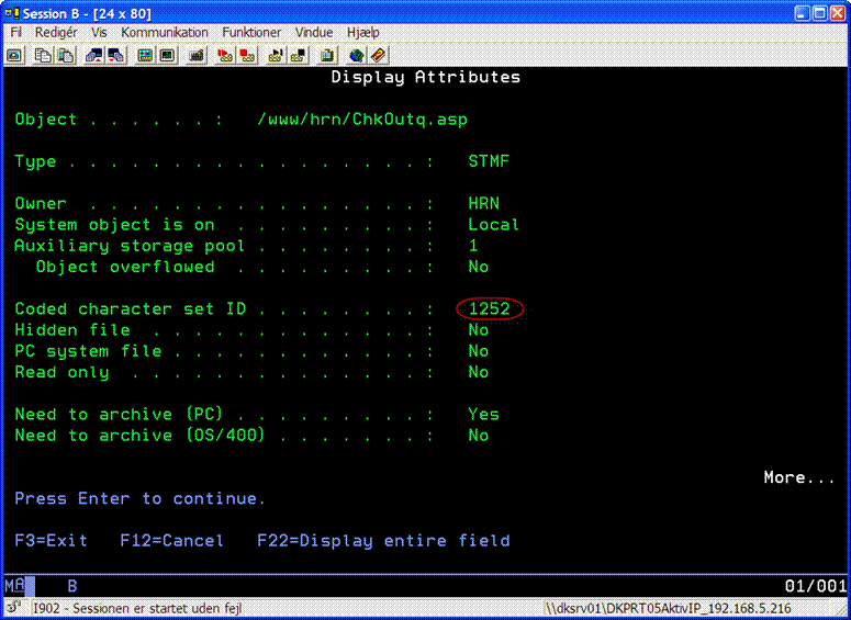 Screenshot of Display Attributes