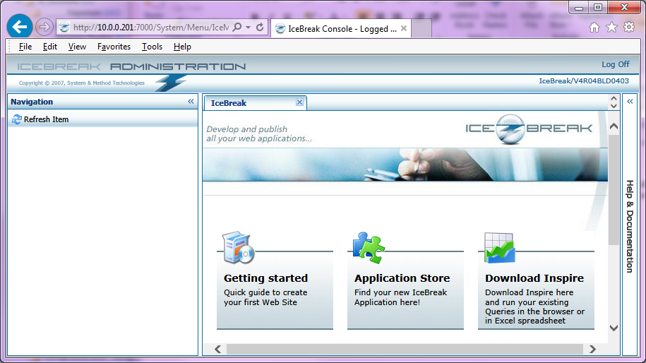 Screenshot Navigation menu