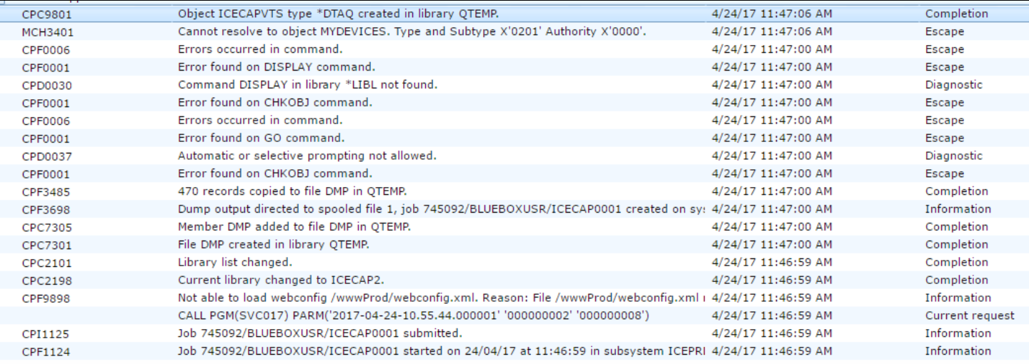 Joblog screenshot